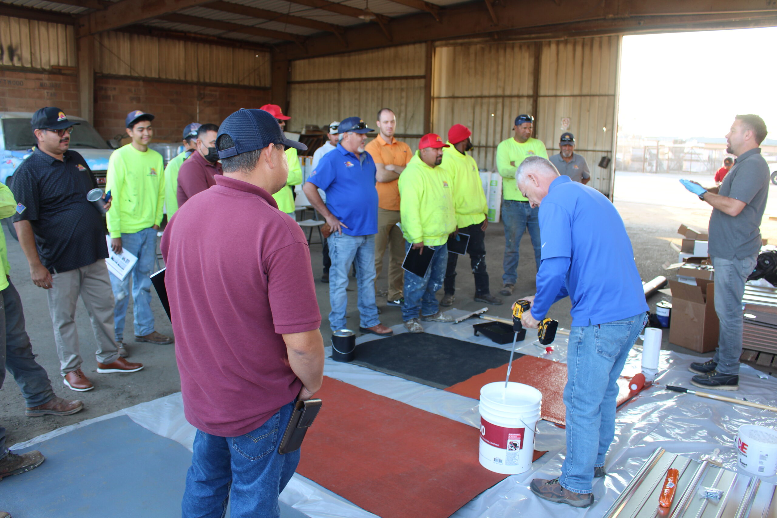 The BSW crew at a hands-on training session in the yard