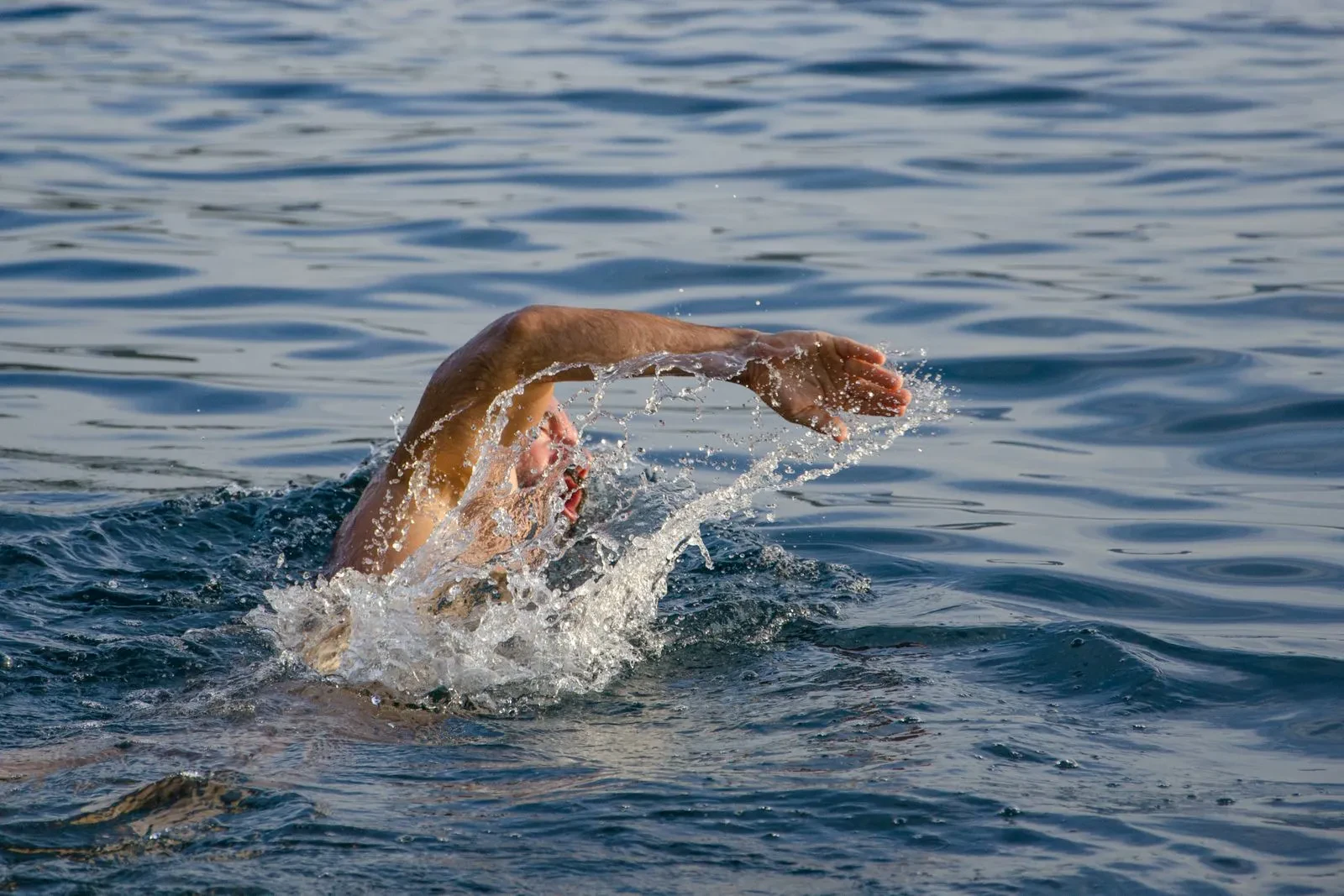 Swimmer mid-stroke